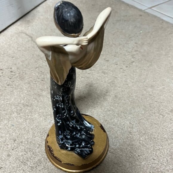 VTG Hand Painted Burlesque Dancer Roaring 20's Style Statue Figurine 11" Tall - Picture 10 of 16